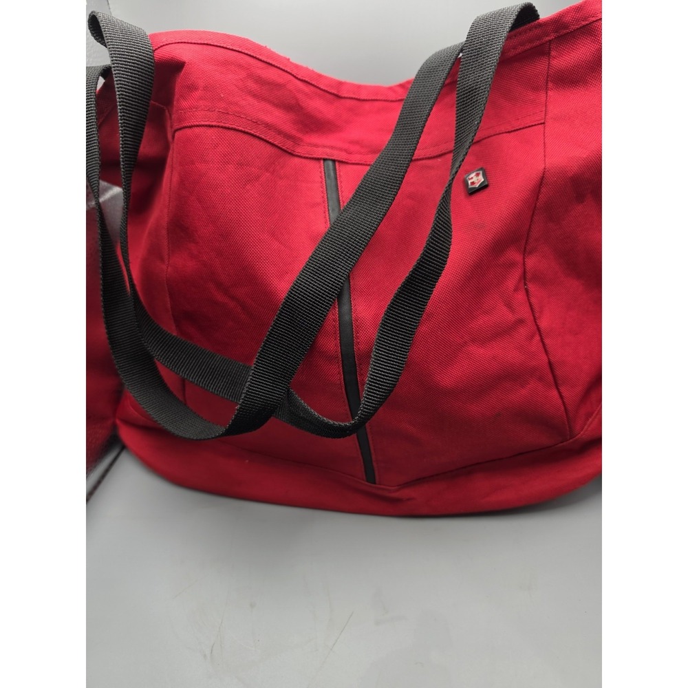 Victorinox Swiss Army Red Black Large Tote Travel Shoulder Bag Nylon